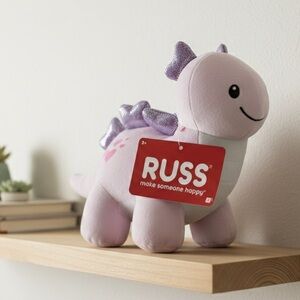 NWT Russ Make Someone Happy Dinosaur Plush Pillow Pink Toy Tiny Dreamers 9”